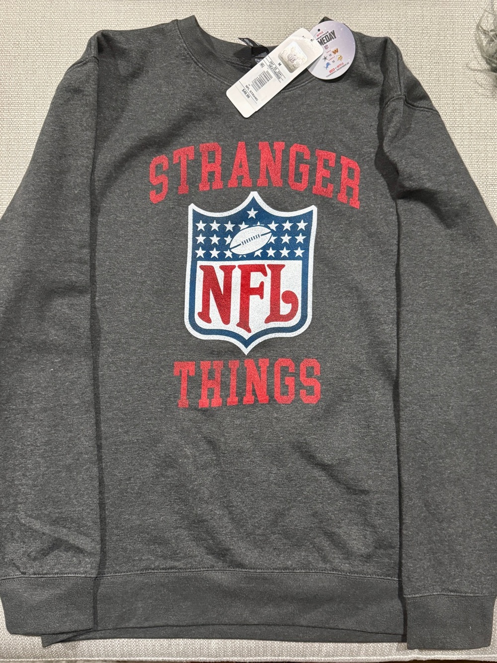 Stranger Things NFL Graphic Crewneck Sweatshirt - Gray